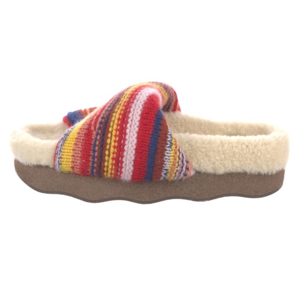 Chloe multicolored wavy shearling slides NWT